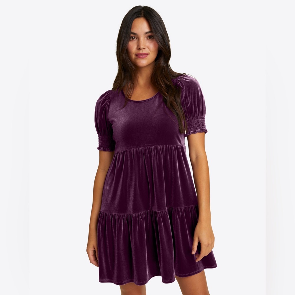 Draper James Lee Ann Velvet Dress Plum Purple Women’s Large